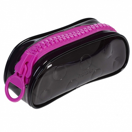 Пенал-косметичка Zipper Black&Pink ПВХ, большая молния АКЦИЯ