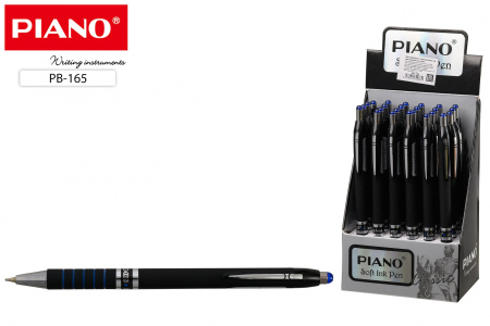 Ручка шарик.авт. Piano 0,7мм синяя черный корпус, рельефн. держ.