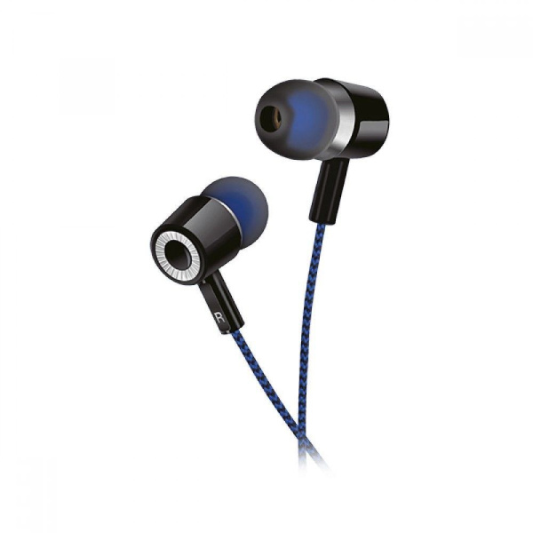 Наушники Perfeo Mild черный/синий тканев.провод