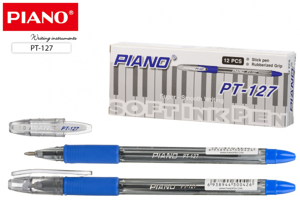 Ручка шарик. Piano маслян. осн.,сер.корпус,резин.держатель