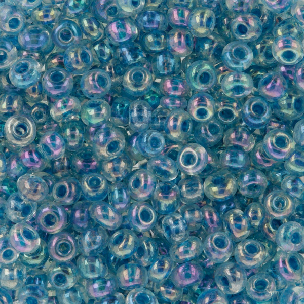 Бисер синий 3мм 10гр прозрачный бензиновый (0201-0228)