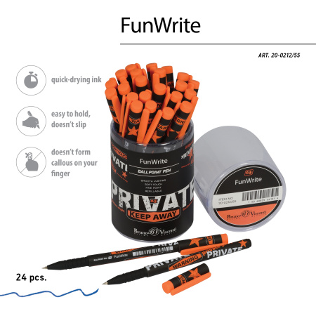 Ручка шарик. FunWrite Keep Away Private 0,5мм синяя АКЦИЯ