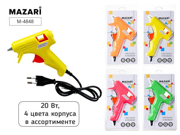 Пистолет термоклеящий электрич. 20Вт/220В, 7мм