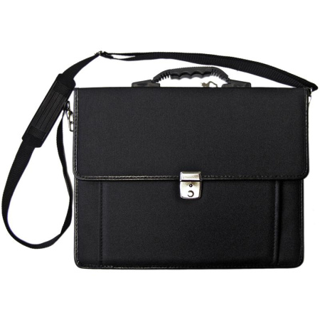 Портфель ткань 2отд. Сосново, мет.замок, ремень, черный