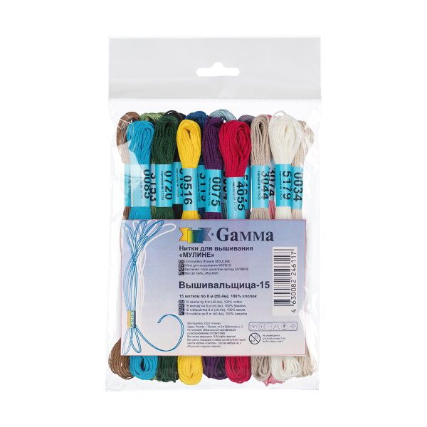Нитки для вышивания Мулине 15цв*8м Вышивальщица-15