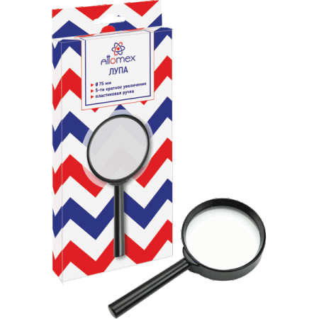 Лупа d 75мм пластик.оправа (пятикратное увеличение)