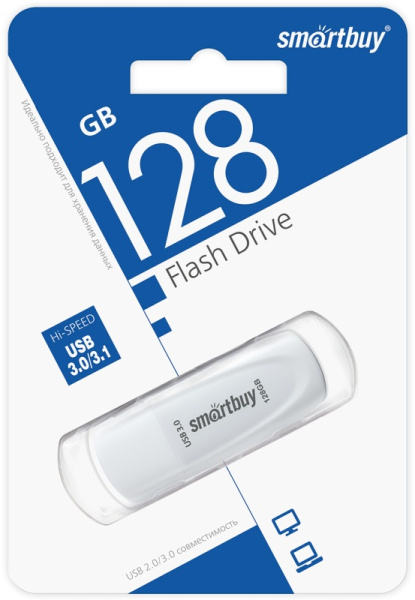 Флэшка128Gb USB 3.1 Scont белая