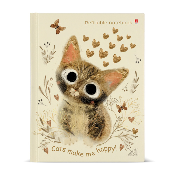 Тетрадь блок/кольцах  80л Love. Милый котик
