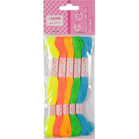 Нитки для вышивания Мулине 5цв*8м Diy Neon Art