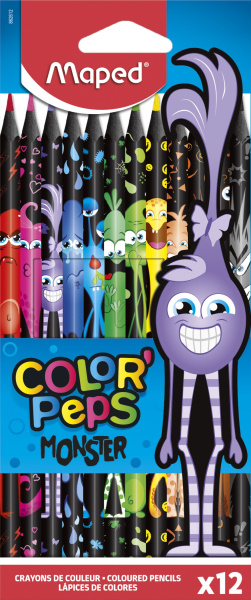 Карандаши .Пластиковые 12цв. Color`peps Black Monster