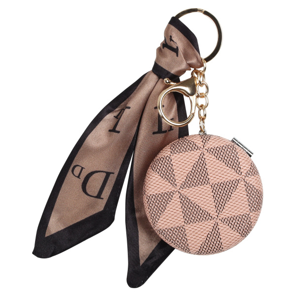 Брелок-зеркало Perfect серо-розовый кожзам АКЦИЯ