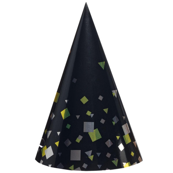Колпак Праздничный Конфетти Party чёрный ,  6шт