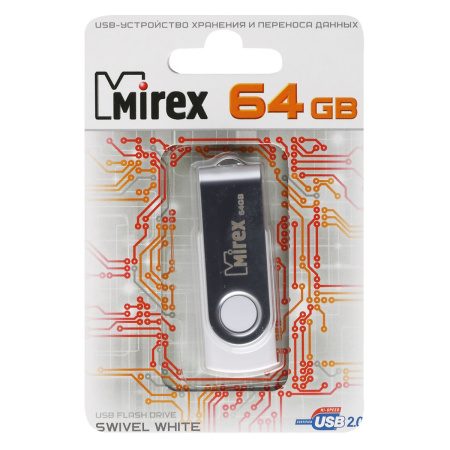 Флэшка 64Gb Swivel белая
