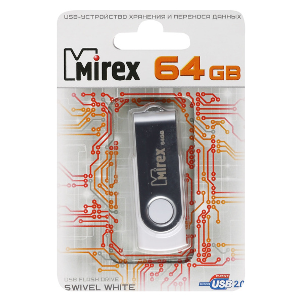 Флэшка 64Gb Swivel белая