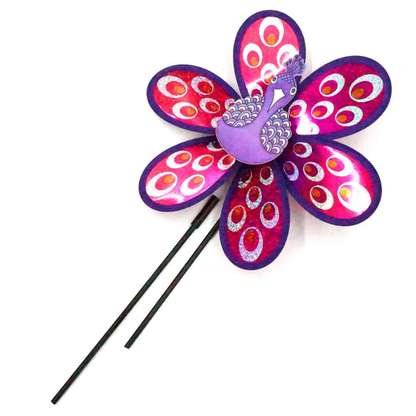 Ветрячок 28см Павлин голограм. с рис.