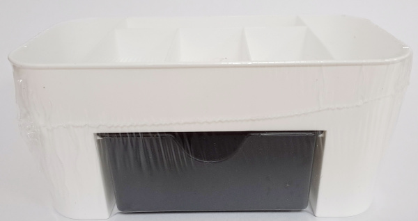 Подставка /канц.принадл. с выдв. ящиком  белый/черный