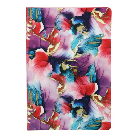 Бизнес-блокнот А5  96л Инт.обл. Цветы на сиреневом, кожзам.линия