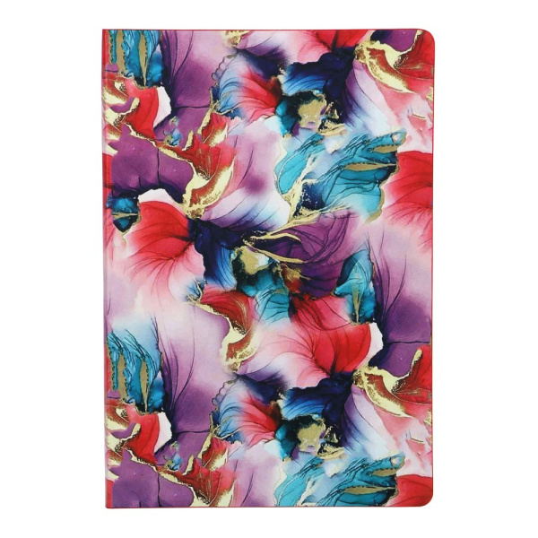 Бизнес-блокнот А5  96л Инт.обл. Цветы на сиреневом, кожзам.линия