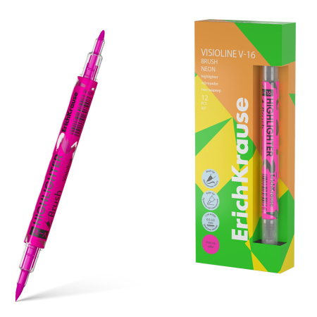 Маркер  текст двусторонний розовый Visioline V-16 Brush Neon АКЦИ