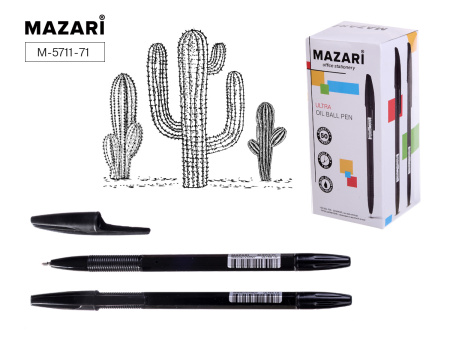 Ручка шарик. Mazari Ultra маслян. осн. игол. након 1,0мм черная