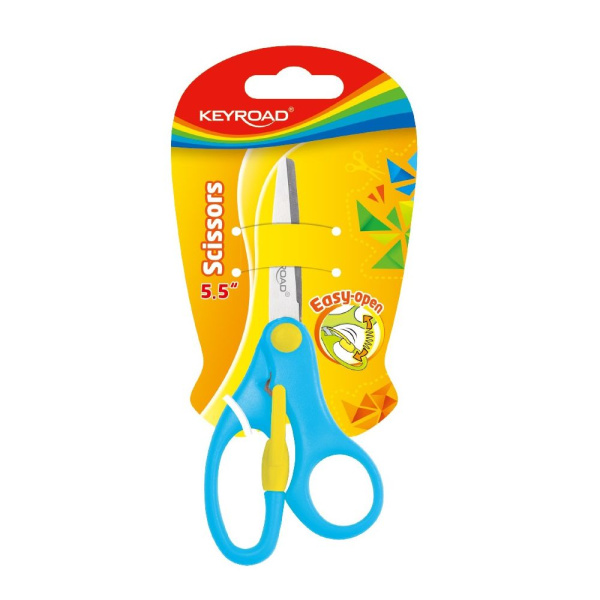 Ножницы  детск. 130мм Easy-open, закругл лезвия, автооткрытие