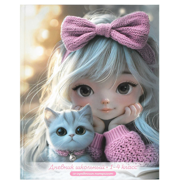 Дневник мл/кл 7БЦ/д. Девочка в розовом с котёнком