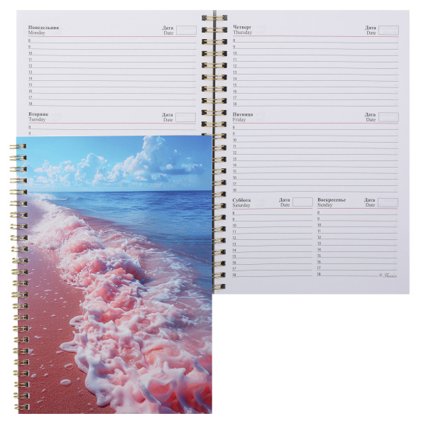 Еженедельник/гребень А5 Берег, пластик.обл., фольга