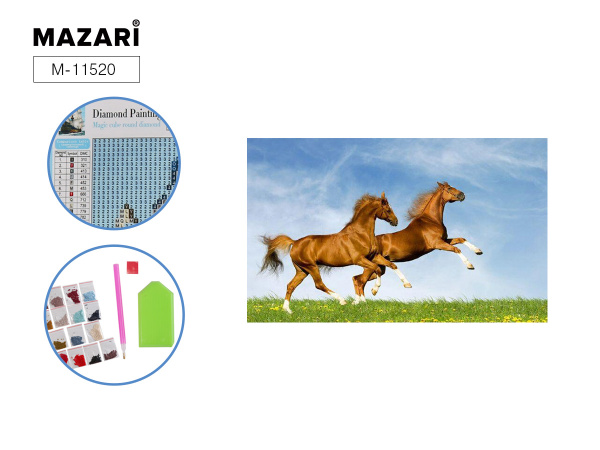 Алмазная мозаика по номерам 25*30см Кони