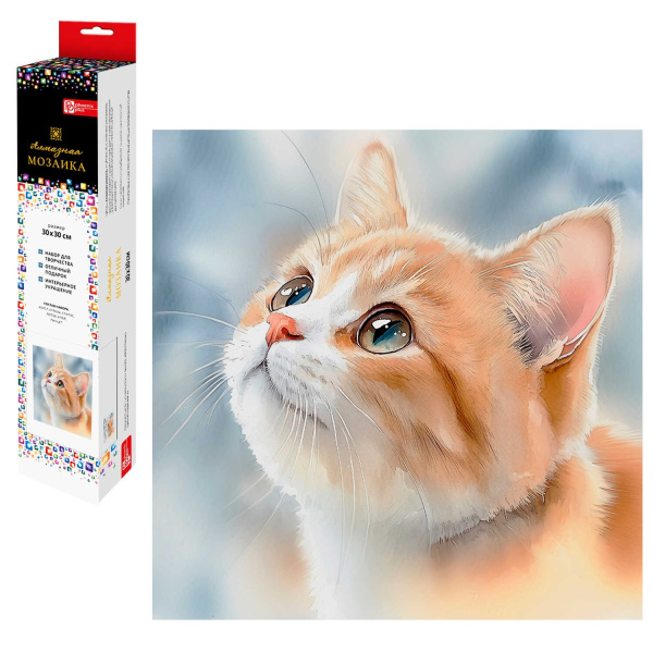 Алмазная мозаика 30*30см Рыжий котёнок