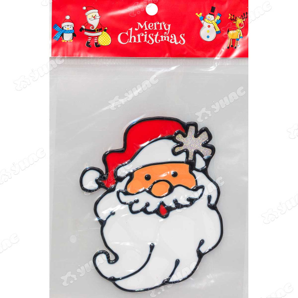 яНаклейки на окно  Дед Мороз со снежинкой 15см