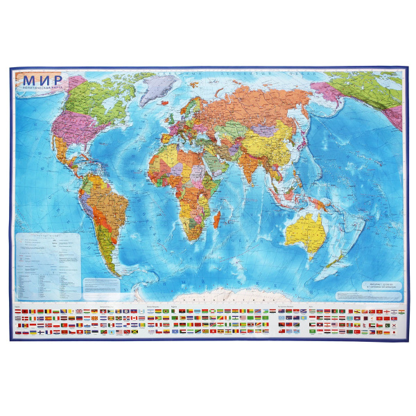 Карта мира полит. 199х134см М1:15,5млн интерактивная