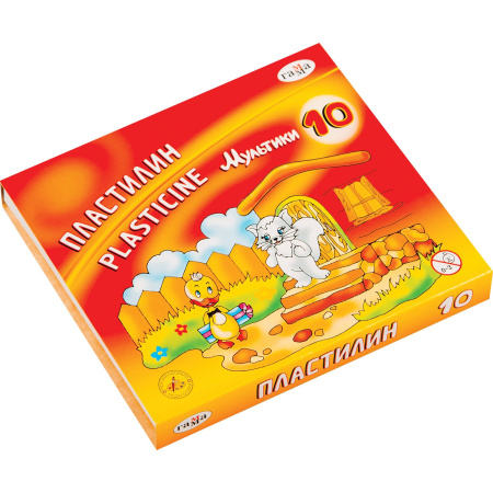 Пластилин Мультики 10цв. +стек 200гр пенал