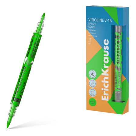 Маркер  текст двусторонний зеленый Visioline V-16 Brush Neon АКЦИ