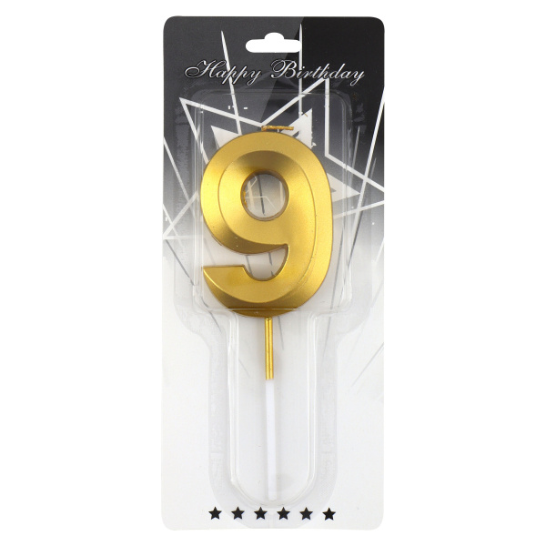 Свеча д/торта цифра Золото "9"  7см