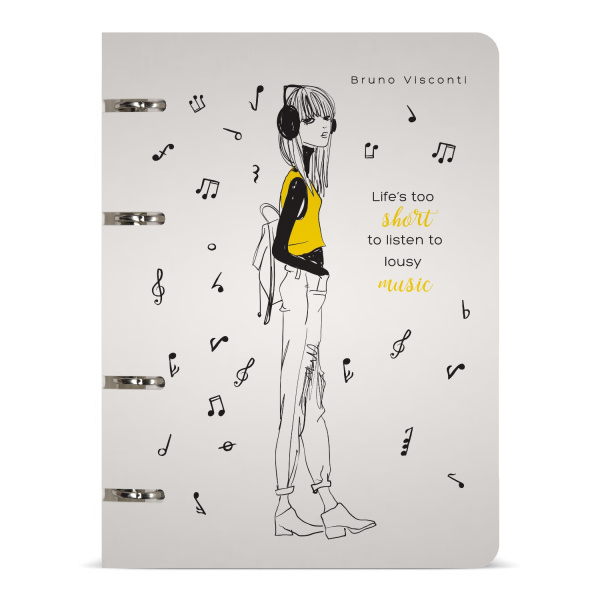 Тетрадь блок/кольцах  80л Меломанка, пластик. обл.  АКЦИЯ