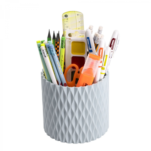 Подставка /канц.принадл. Круглая d-12см, Фактурная, белая