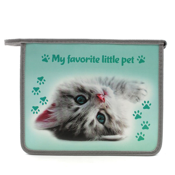 Папка д/тетр  А5  на молнии  Серый котенок