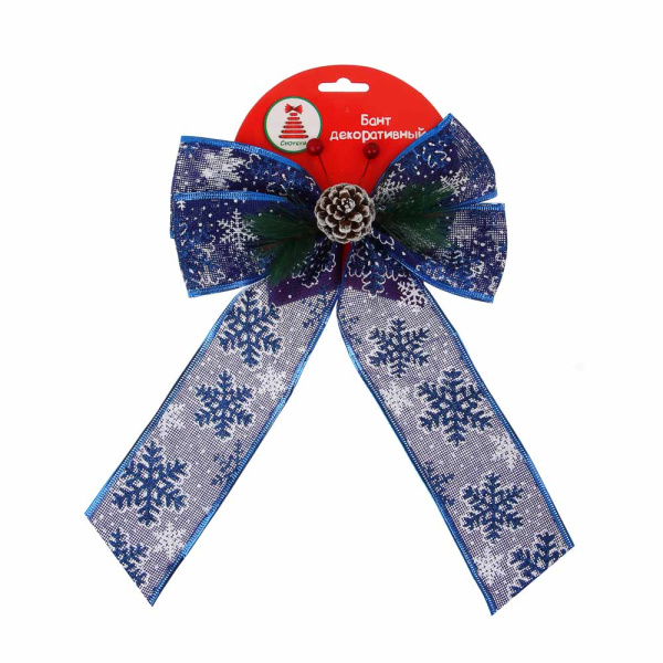 яБант на ёлку с декором 20*30см серебро с синим