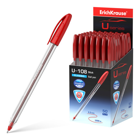 Ручка шарик. EK U-108 Classic Stick красная, 1,0мм