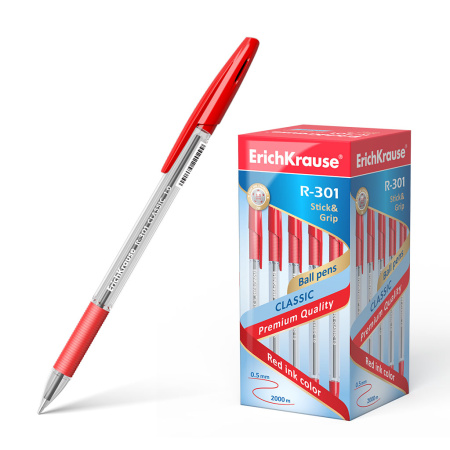 Ручка шарик. EK R-301 Claccic Stick&Grip красная 1,0мм