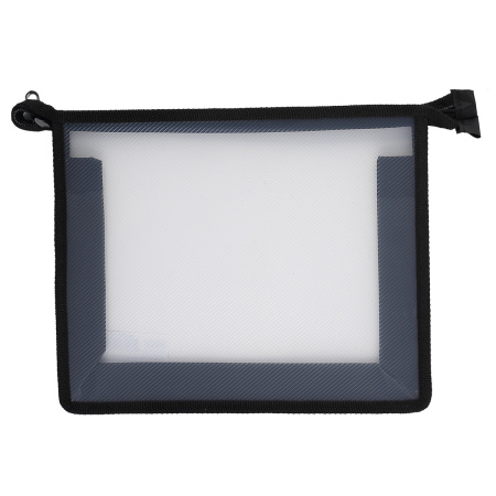 Папка д/тетр  А5  на молнии  Прозрачная, чёрная окантовка