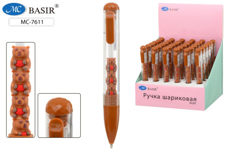 Ручка шарик.авт. Капибара, синяя, корпус с подвижн. фигурками