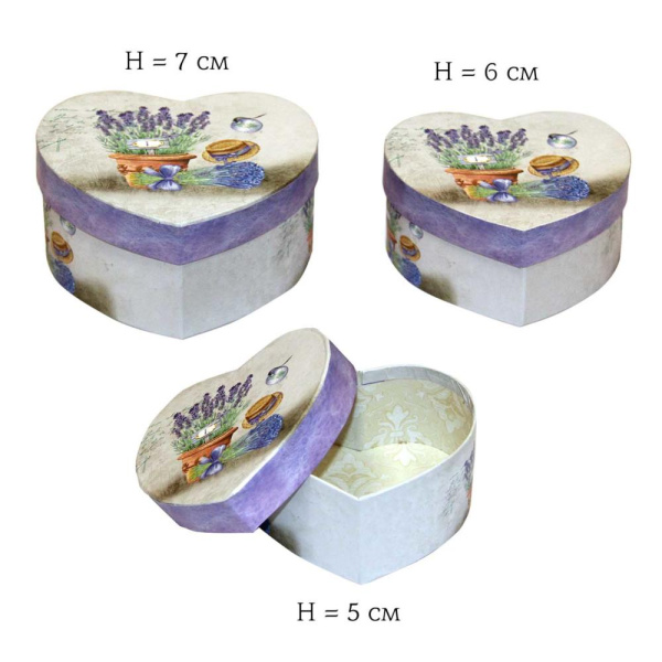 Коробка подарочная Сердце 3в1 (15*12*7,13*11*6,11*9*5)