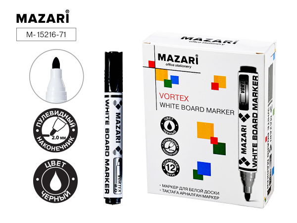 Маркер д/доски чёрный Vortex 2-3мм