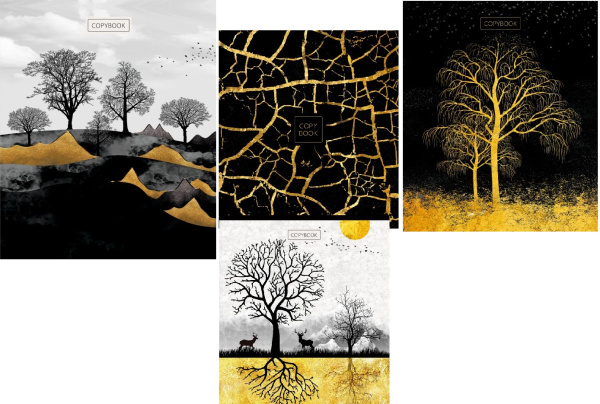 Тетрадь гребень  96л Золотая осень, фольга