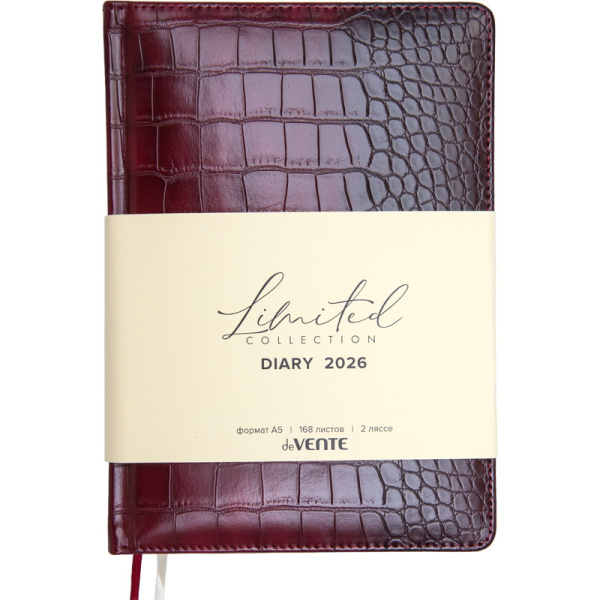 Ежедневник.2026г А5 7Бц Belcanto бордовый, кожзам поролон 168л