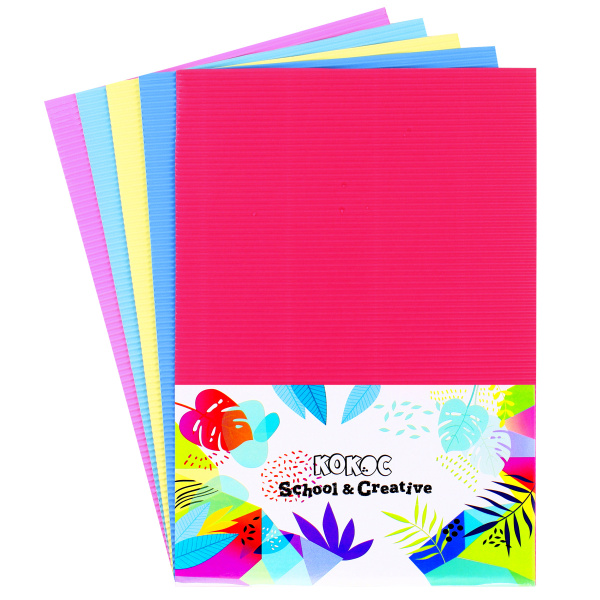 Картон цв.-гофриров. 5л (5цв) немелованный