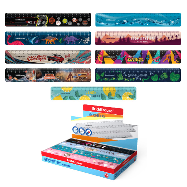 Линейка пластик 20см Ассорти для мальчиков