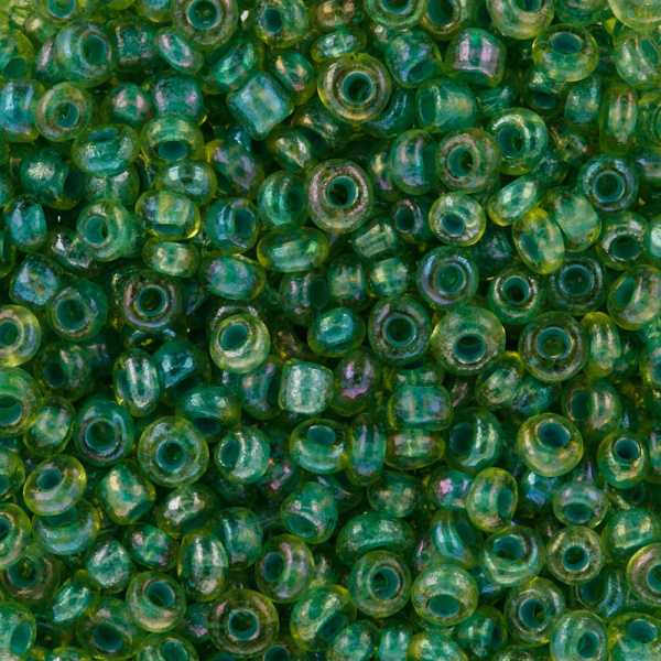 Бисер т.зеленый 3мм 10гр прозрачный бензиновый (0201-0228)