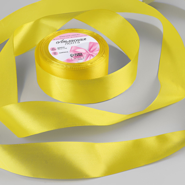 Лента декоративная Атласная 4смх23м Жёлтый